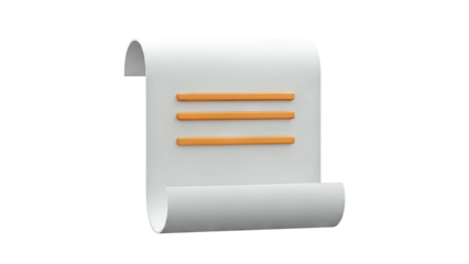 3D Rendered Document Icon with Three Orange Lines