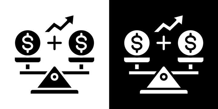 Price Stability  Icon Set White Glyph Style Collection
