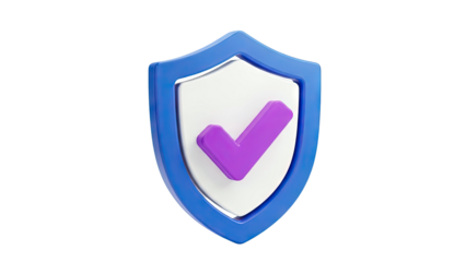 3D Shield with Purple Checkmark Icon