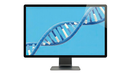 Computer screen displaying DNA helix