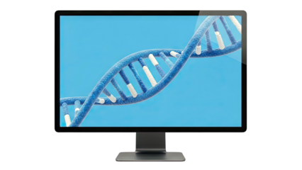 Computer screen displaying DNA helix