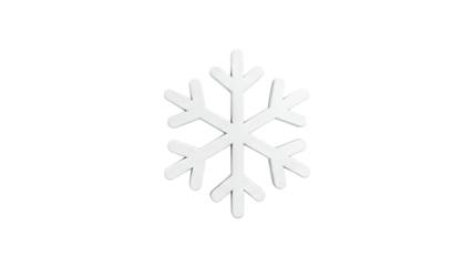3D White Snowflake Icon on White Background