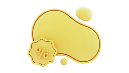Yellow 3D Abstract Shape with Percentage Symbol