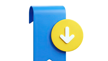 Blue Bookmark with Download Icon