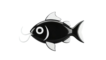 Stylized Black and White Fish Icon