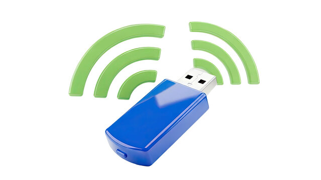 USB WiFi Adapter with Signal Waves - Powered by Adobe