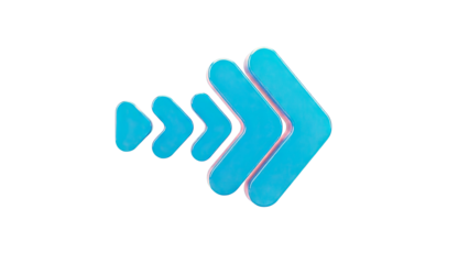 Three blue arrows pointing right on a white background