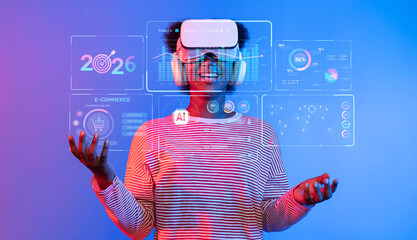 Explore the future of marketing in 2026, featuring AI and analytics in a virtual reality setting. This image showcases innovative strategies for customer engagement. XDMCP