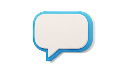 3D Blue and White Speech Bubble Icon