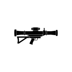 Rocket Launcher Silhouette Icon Isolated on White Background - Anti-Tank Weapon Concept