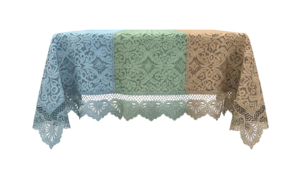 Triple-Color Lace Tablecloth with Intricate Pattern
