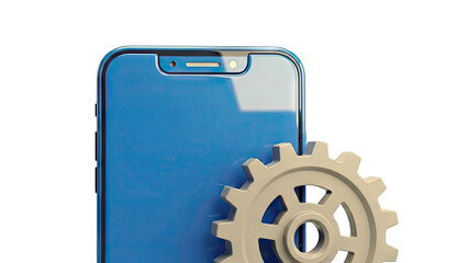 Blue smartphone with gear mechanism