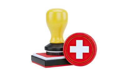 Stamp with Swiss Red Cross Symbol