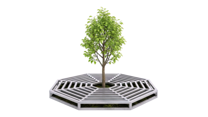 Tree with Octagonal Grate