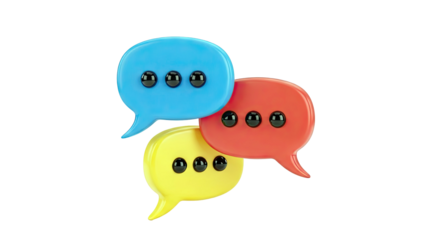 Three Colorful Speech Bubbles with Ellipses