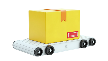 Yellow Package on a Conveyor Belt