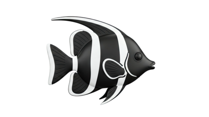 Stylized Black and White Striped Fish