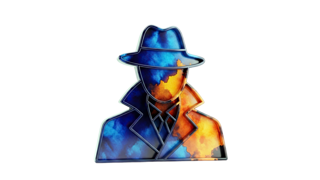 Abstract Silhouette of a Man in a Hat and Trench Coat - Powered by Adobe