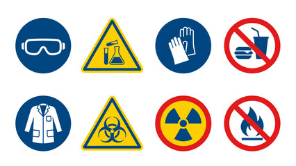 Laboratory and Chemical Safety Signs Set - ISO Style Scientific Safety Icons
