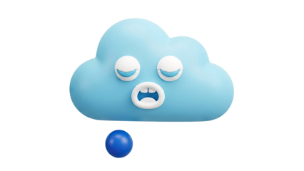 Sleepy Blue Cloud Character with Droplet