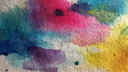 Obraz premium Abstract colorful watercolor texture with vibrant blue, pink, and yellow hues