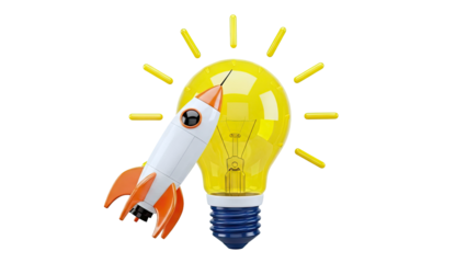 Rocket Launching from a Glowing Light Bulb