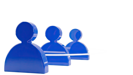 Three Blue User Icons Connected by a White Ring