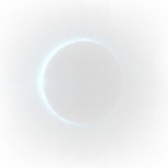 Luminous particle ring of deep blue tones on a transparent background creates a captivating visual effect in bright light
