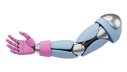 Robotic Arm with Pink Hand and Blue Sections