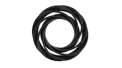 Black Twisted Cable in a Circular Shape