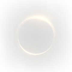 Luminous particle ring composed of deep gold and neon shades on a transparent background