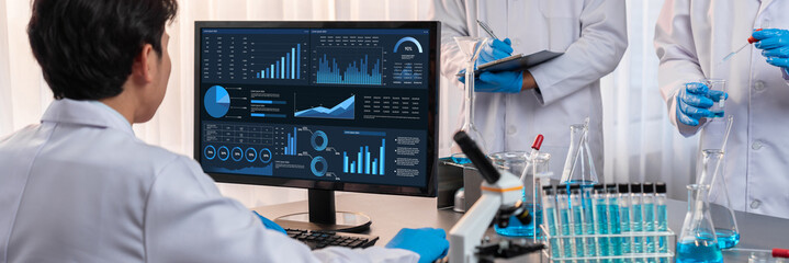 Business data dashboard provide business intelligence analytic for marketing strategy planning brisk with big data set to analyze customer demands and foreseeing business future