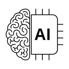 Artificial Intelligence Concept. Human Brain and AI Microchip Fusion for Machine Learning, Neural Networks, and Future Technology.
