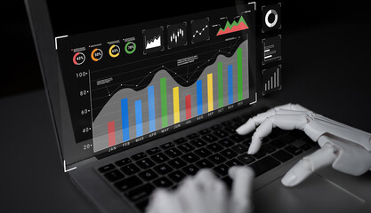 An AI dashboard for business data analysis and performance monitoring. A collection of AI generated charts for strategic company evaluation. Motif