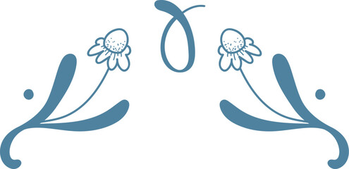 Naklejka premium Floral Divider Ornament Line Art