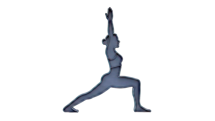 Silhouette of a woman in Warrior II yoga pose