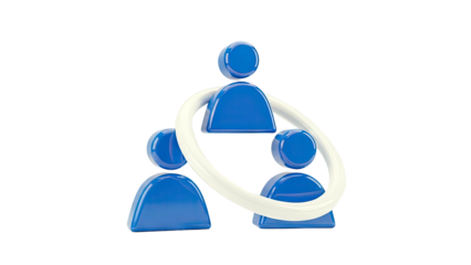 Teamwork and Collaboration Icon with Blue Figures in a Ring