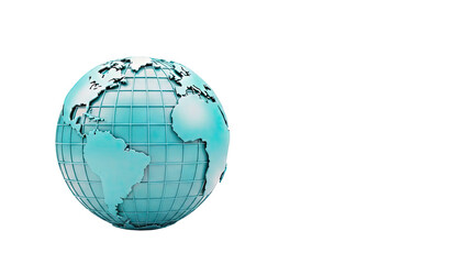 Turquoise Globe on White Background