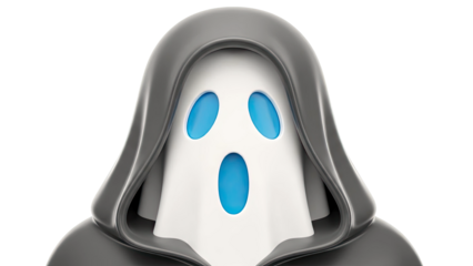 Surprised Ghost with Blue Eyes and Gray Hood