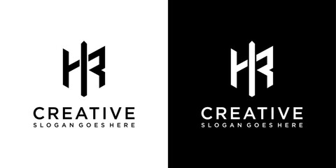 HR or RH initial letter logo design vector