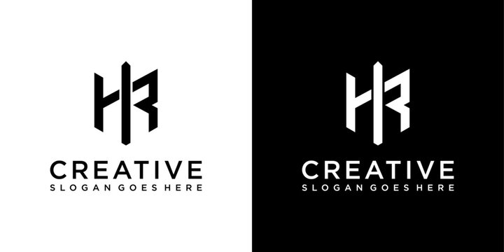 HR or RH initial letter logo design vector