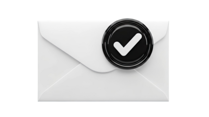White Envelope with Black Checkmark Seal