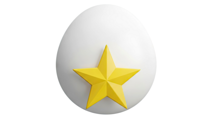 3D Rendering of a White Egg with a Yellow Star