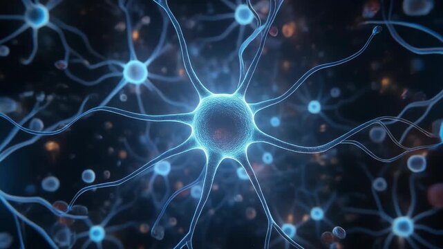 Neural Network Activity Glowing Blue Neurons and Synapses in a Digital Brain 1. 4K Abstract Background Animation Video