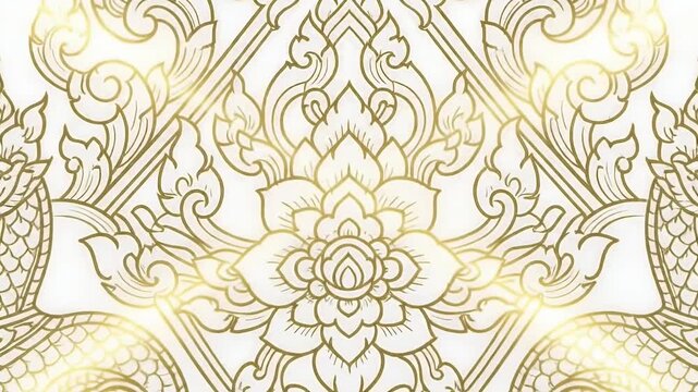 Golden Thai Art Pattern Decorative Elements Motion Graphic Loop