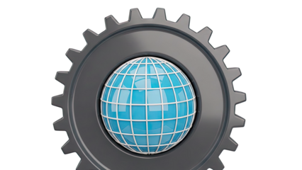 Gear and Globe Symbol