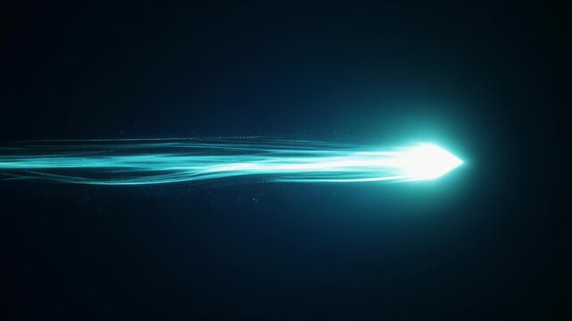 Cinematic Turquoise Energy Beam Cutting Through Darkness
