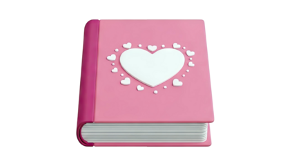 Pink book with white heart and hearts decoration