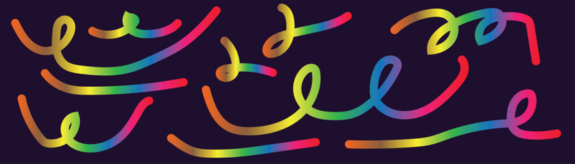 Fototapeta premium Colorful squiggly lines on a dark background