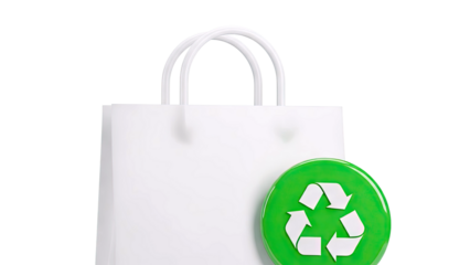 White shopping bag with a recycling symbol